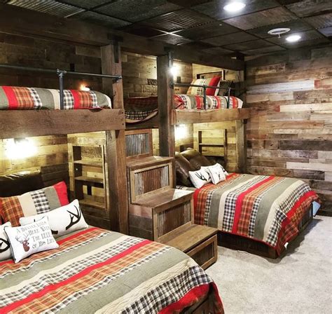 Reclaimed Wood Bunk Room Bunk Bed Rooms Home Bedroom Bunk Beds Built In