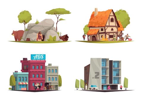 Housing Evolution Architecture Set 4564361 Vector Art at Vecteezy