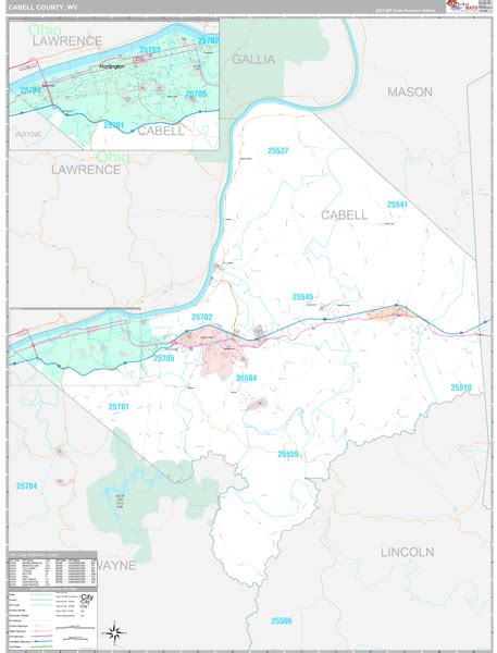 Cabell County, WV Zip Code Map - Premium