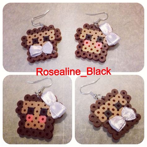 Matching Bread Perler Earrings By Me Melting Beads Perler Earrings Hama Beads