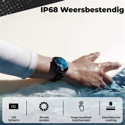 Fance Smartwatch Zwart Smartwatch Heren And Dames Hd Touchscreen Horloge Bol