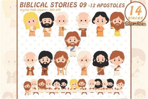 12 Disciples Of Jesus Clipart With World