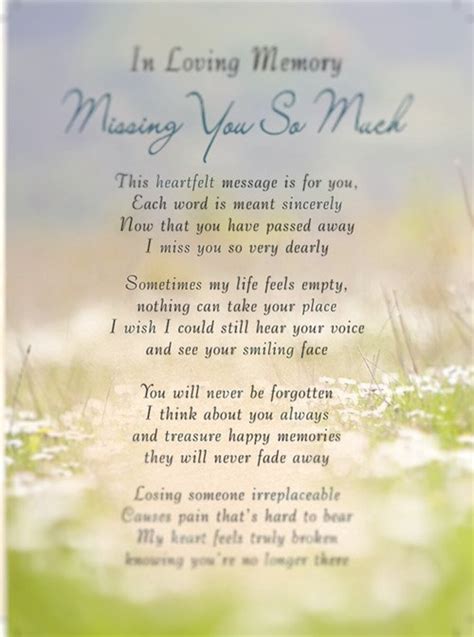 Large A4 Digital Graveside Memorial Mourning Poem. Missing You so Much ...