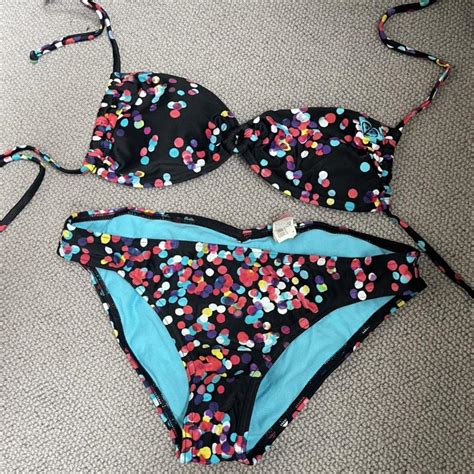 Vintage ROXY Multi Colour Polka Dot Bikini Amazing Depop