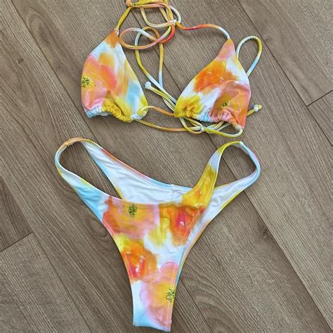White Fox Boutique Bikini Set Size M For Both Top Depop