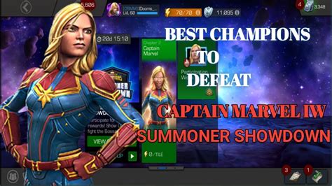 Best Champion To Defeat Captain Marvel Iw Summoner Showdown Marvel Contest Of Champions