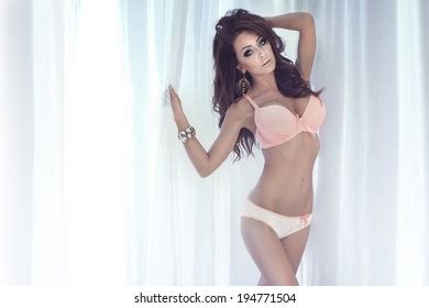 Romantic Sexy Brunette Beauty Woman Posing Stock Photo