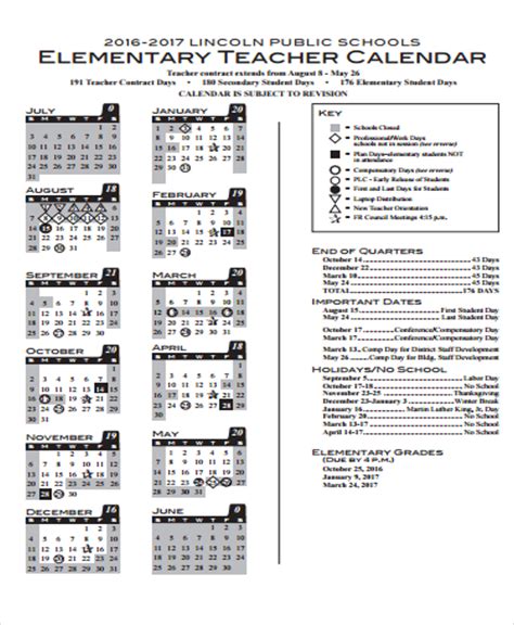 Teacher Calendar Templates - 7+ Free Word, PDF Format Download