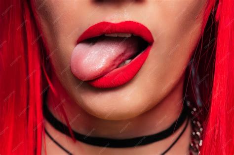 Premium Photo Sexy Female Lips Funny Open Mouth With Tongue Sticking