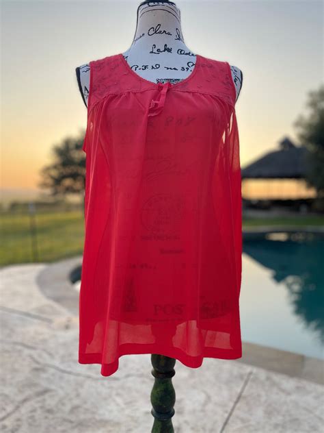 Vintage S Babydoll Sheer Red Nightie Vintage Red Lingerie Pajama Top From S Mod Pajama