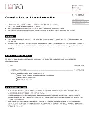 Fillable Online Consent For Release Of Medical Information Women