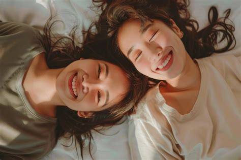 Premium Photo Happy Asian Lesbian Couple Lying On The Bed In The Bedroom