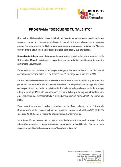 Programa Descubre Tu Talento