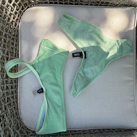 Green Sparkle Triangl Bikini Depop