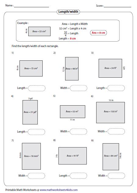 Find Missing Lengths And Angles Of Rectangles Worksheet