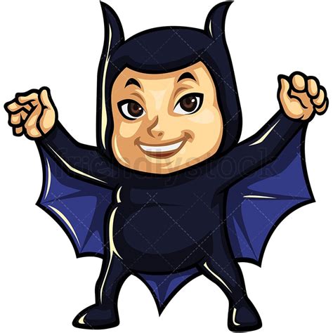 Child In Bat Boy Costume Cartoon Clipart Vector - FriendlyStock