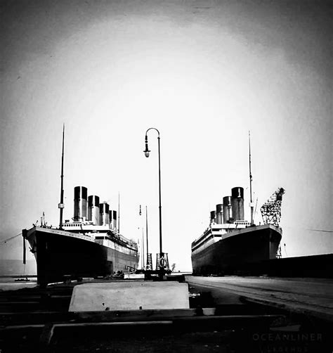 Titanic left, Olympic right. Harland and Wolff shipyard Belfast Ireland ...