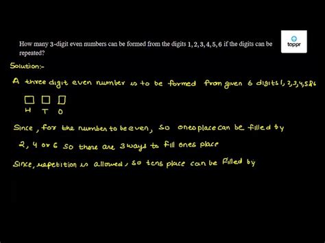 How Many Digit Even Numbers Can Be Formed From The Digits