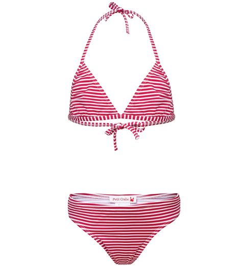 Petit Crabe Bikini Elle UV50 Rød Hvidstribet