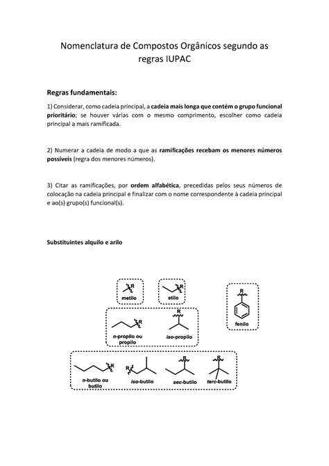 Regras Iupac Nomenclatura Compostos Orgânicos Nomenclatura de