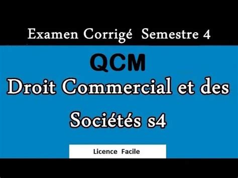 QCM Droit commercial et des sociétés avec corrigé S4 YouTube