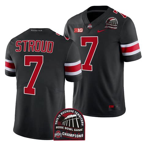 Ohio State Buckeyes C.J. Stroud 2022 Rose Bowl Champions Jersey #7 Black CFP Uniform ...