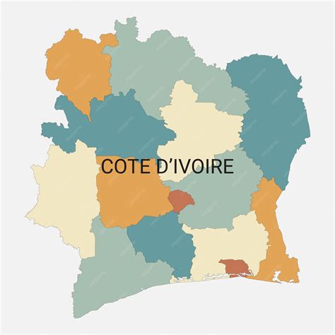 Premium Vector | Ivory coast vector map with administrative divisions