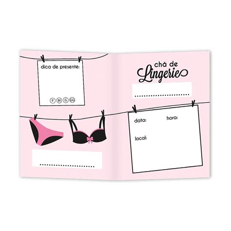 Convite Pequeno Ch De Lingerie Varal Rosa Regina Und