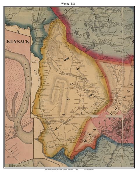 Wayne New Jersey 1861 Old Town Map Custom Print Bergen And Passaic Co Old Maps