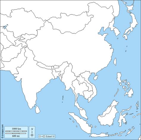 South and east Asia free map, free blank map, free outline map, free base map states