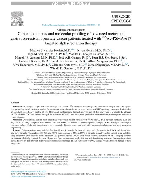 Pdf Clinical Outcomes And Molecular Profiling Of Advanced Metastatic