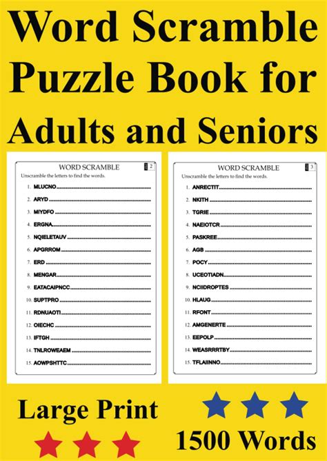 Word Scramble Puzzle Book For Adults And Seniors Large Print 1500