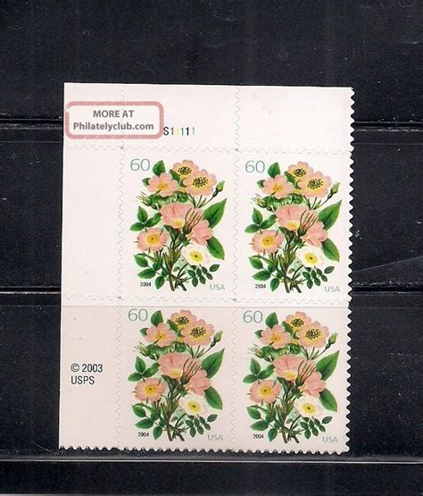 3837 60c Flowers Plate Block Of 4 Never Hinged