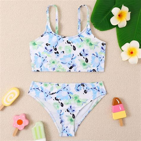 URMAGIC Girl S 2 Piece Swimsuit Sport High Waist Bikini Set Bathing Suit With Removable Chest