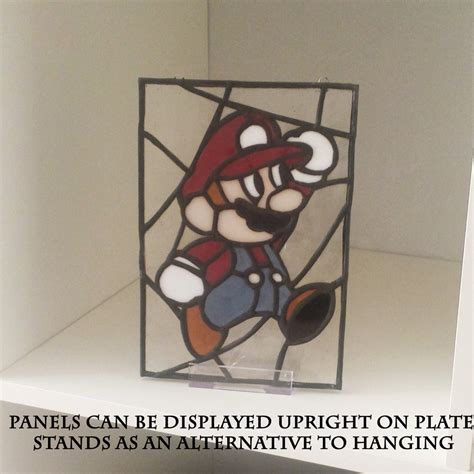 Super Mario Stained Glass Panel Hanger For Wall Window Or Etsy