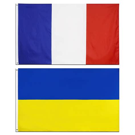 Drapeau Français Ukraine 90x150cm Drapeaux Francais Ukrainien Avec