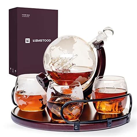 Ensemble De Carafe Whisky En Forme De Globe Pour Alcool Grand