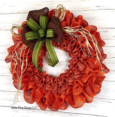 Fall Wreath Pumpkin Wreath Burlap Pumpkin Wreath For Front Etsy