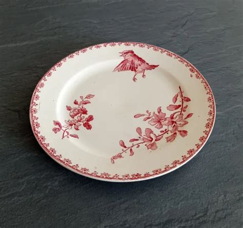 ANCIENNE ASSIETTE Faïence de Sarreguemines Modèle FAVORI ROUGE U C