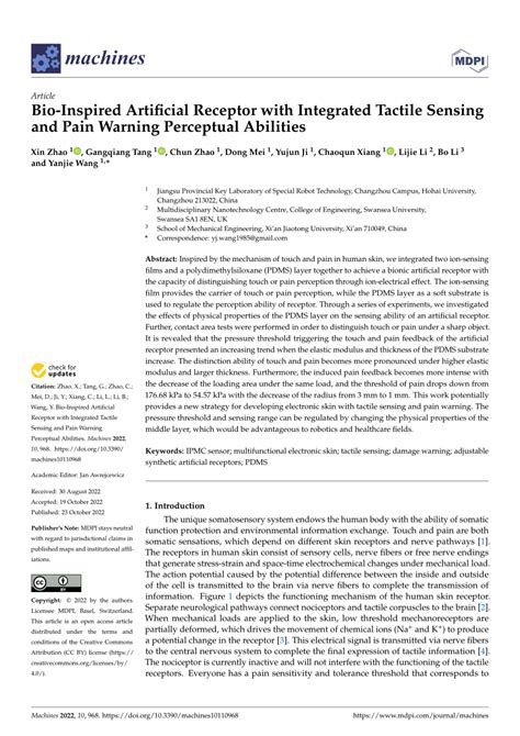 Pdf Bio Inspired Artificial Receptor With Integrated Tactile Sensing