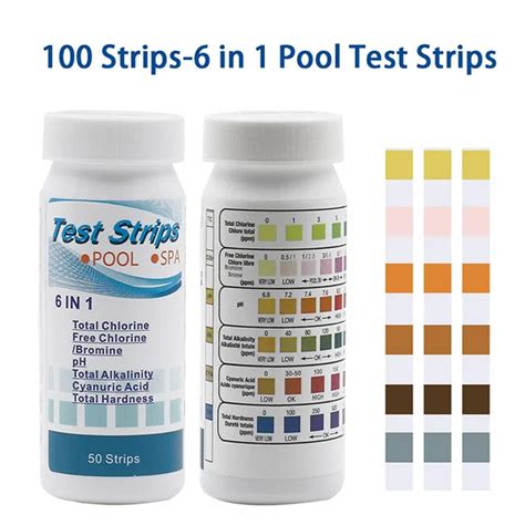 ALLTIMES 6 In 1 Pool And Spa Test Strips 100PCS Test Paper Fast And