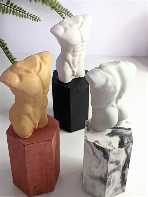 ADONIS Concrete Statue 9cm CLEARANCE Naked Male Body Art Concrete Torso