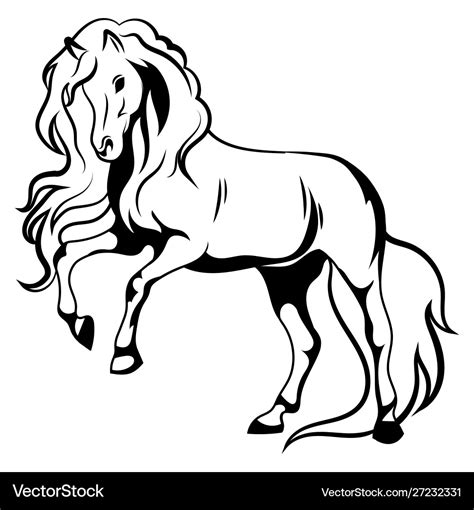 Wild horse black and white Royalty Free Vector Image