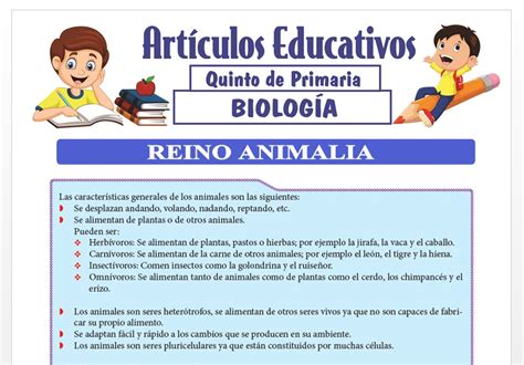 Reino Animalia Para Quinto De Primaria — Articulos Educativos