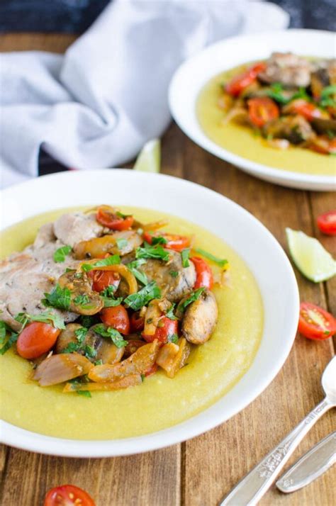 Easy And Healthy Polenta with Mushrooms and Chicken