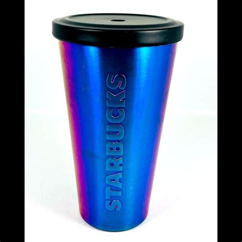 Starbucks Dining Starbucks Iridescent Purple Blue Cold Cup Stainless Steel Tumbler 6 Oz No