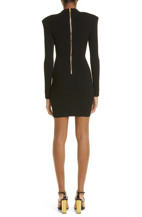 Balmain Button Embellished Rib Knit Minidress Nordstrom