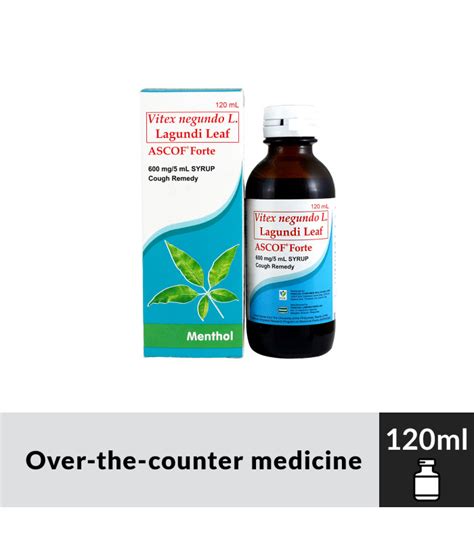 Ascof Forte Vitex Negundo L Lagundi Leaf 600mg5ml 120ml Menthol Syrup