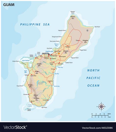 Map of guam a non incorporated territory Vector Image