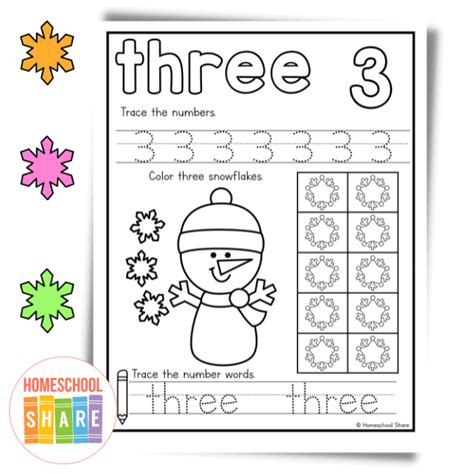 Winter Number Tracing Worksheets Homeschool Share Worksheets Library